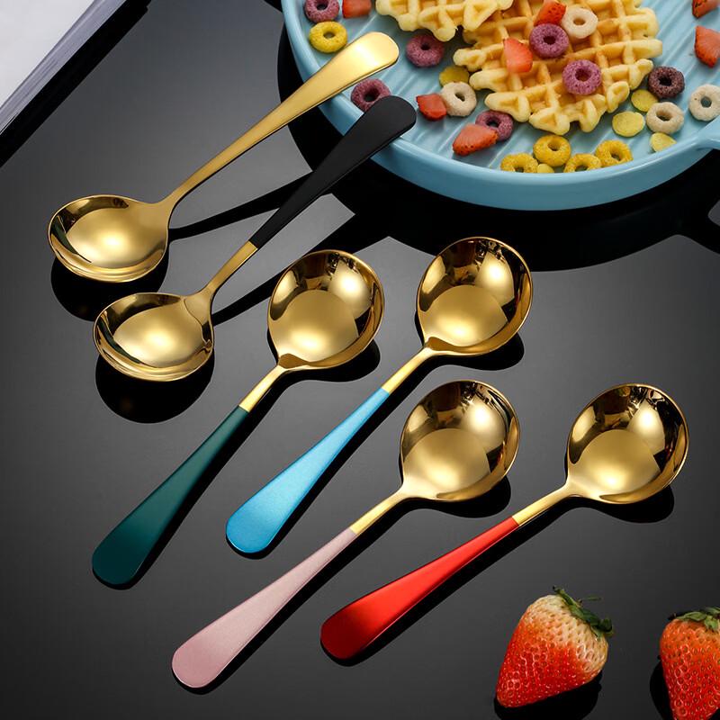 European Style 304 Stainless Steel Pink Gold Fruit Spoons (Set of 3)