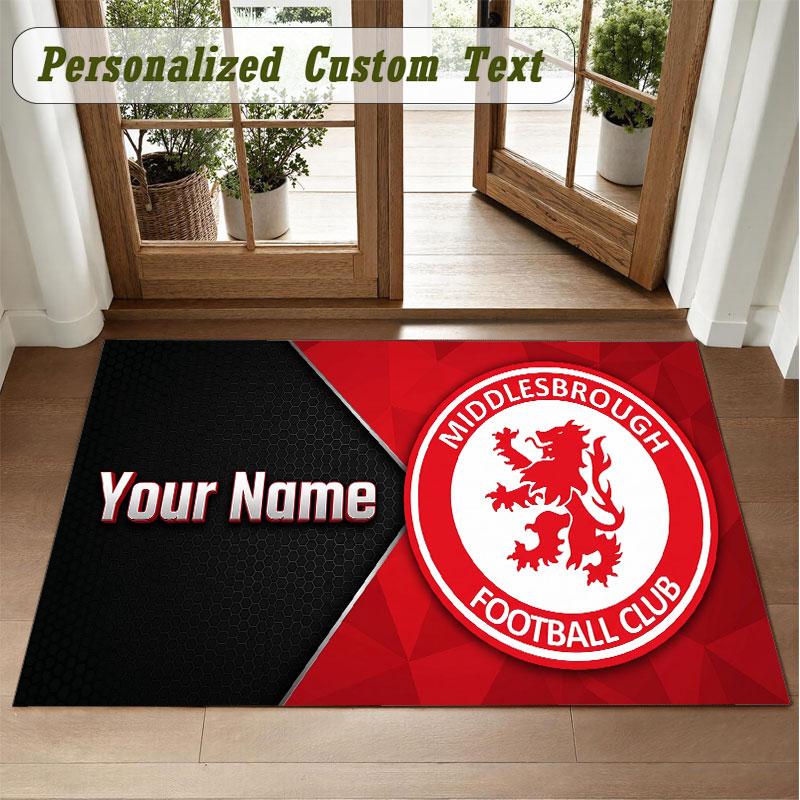 Crystal Velvet Square Rug Custom NameMiddlesbrough FC Pattern Non Slip Home Floor Decor Rug