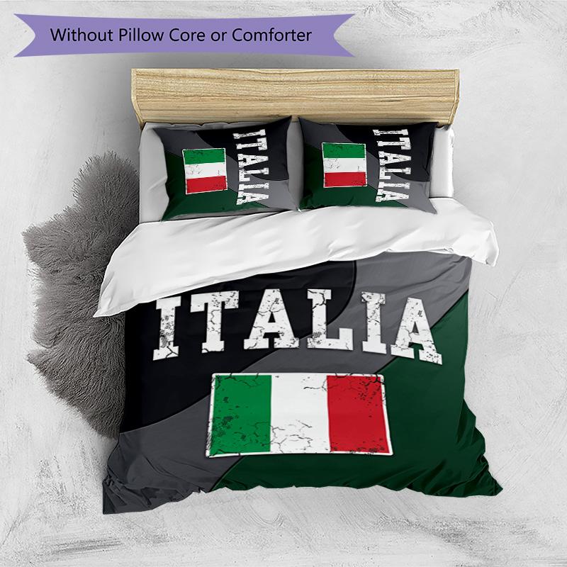 Italy Football Printed Bedding 3 Piece Set Cozy Breathable Bed Cover Set as Housewarming Holiday Gift