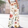 Women's Printed Wide Leg Pants With Pockets High Waist Drawstring Loose Casual Pants