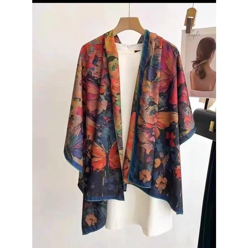 Xiangyun Dunhuang Feitian Flower Dill Cut Flower Thin Popular National Style Jacquard High-End Versatile Silk Scarf 180X70 Shawl