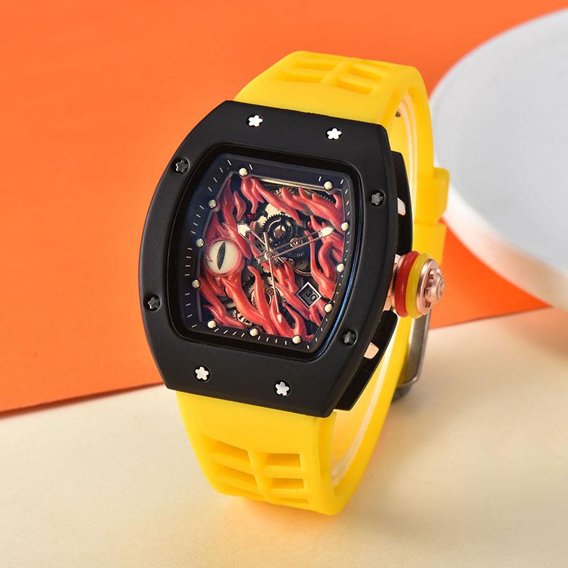 Barrel-shaped hollow versatile men's quartz watch spot men's sports hollow quartz watch men's watch