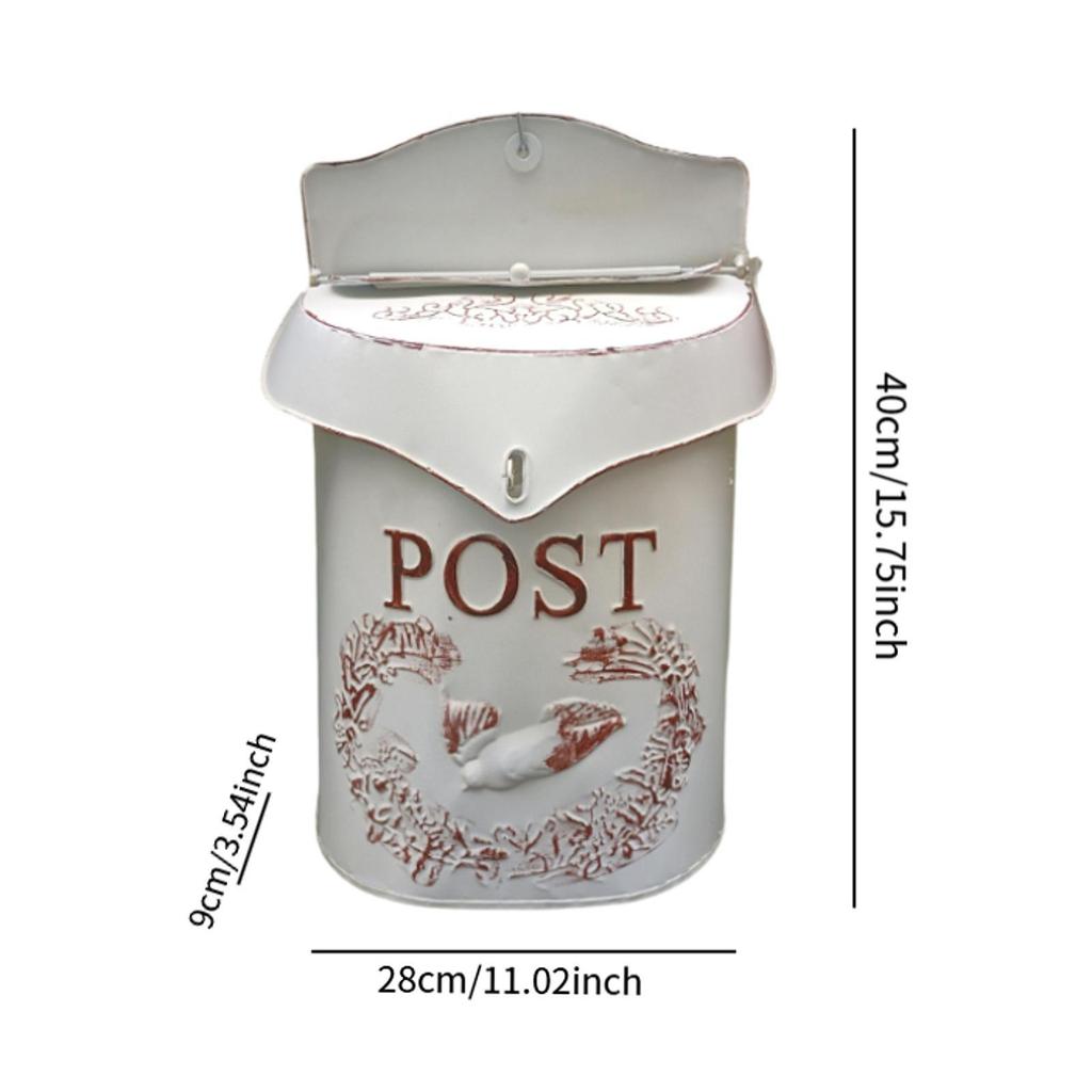 Wall Mounted Mailbox Post Magazines Box Letter Box Catcher Shabby Chic Mailbox for Garden Gate Office House Outside Front Door