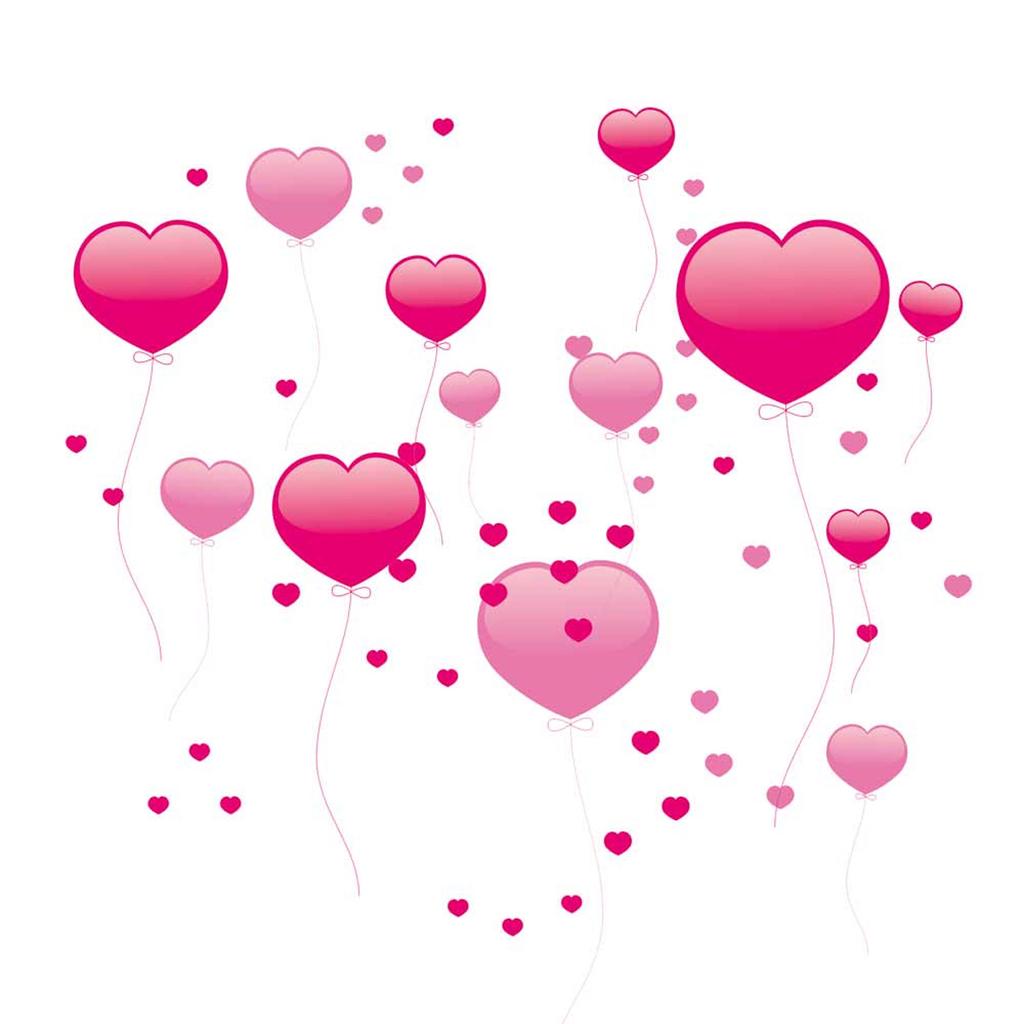 Les Trésors De Lily [Q8358] - Růžový arch se samolepkami 'Love' (srdíčka) - 50x70 cm