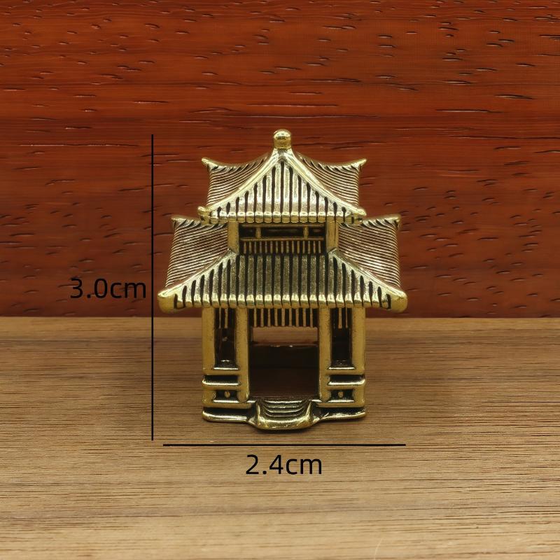 Brass Ancient Architecture Figurines Home Decor Chinese Ancient Buildings Pavilions Fairy Garden Miniatures Fish Tank Decoration