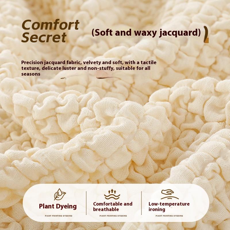 Bubble Fabric Sofa Cover Full Coverage Cream Style Cat Scratch Resistant Stretchable Sofa Protector