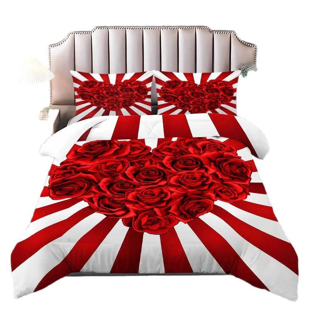 Quilt Cover Love Rose Bedding Valentine'S Day Digital Printing Three-Piece Set Independent