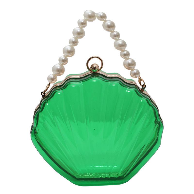 Hot-selling Beaded Bag, New Clip Mouth Shell Bag, Pearl Chain Handbag, Acrylic Transparent Bag.