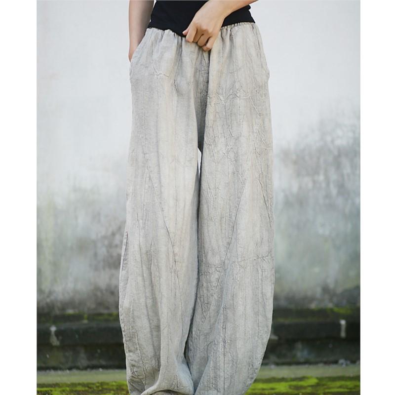 Johnature Woman Autumn Tie Dye Splice Devise Personality Pants Niche Casual Chinese Style Vintage Retro Pants