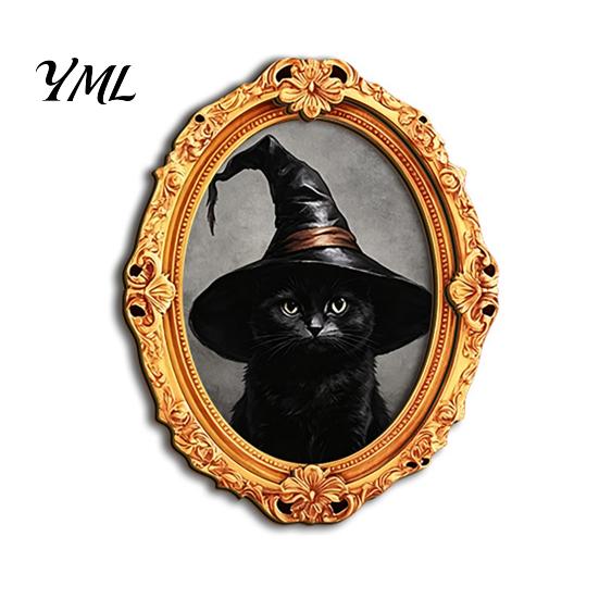 Refrigerator Magnet Set 1/6Pcs Halloween Retro Frame Magnet, Wooden Fridge Kitchen Appliance Accessories Decoration, Memo Note Holder for Holiday