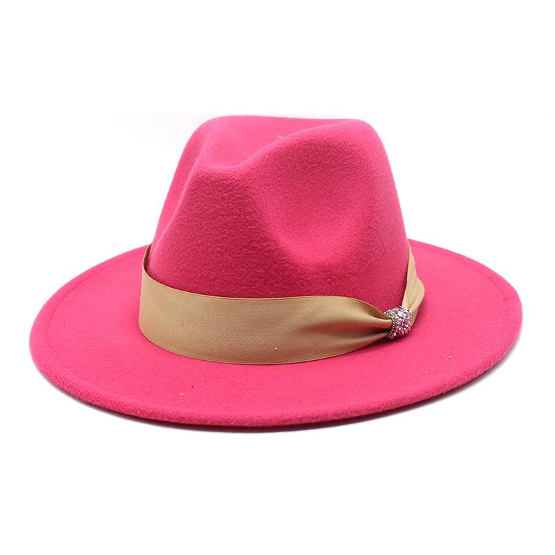 British Woolen Hat Women'S Spring Wide Brim Flat Top Internet Celebrity French Top Hat Flat Edge Imitation Wool Camel Jazz Hat