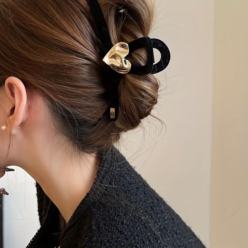 Elegant Vintage Heart-Shaped Hair Claw Acrylic, Perfect for Ponytails & Updos