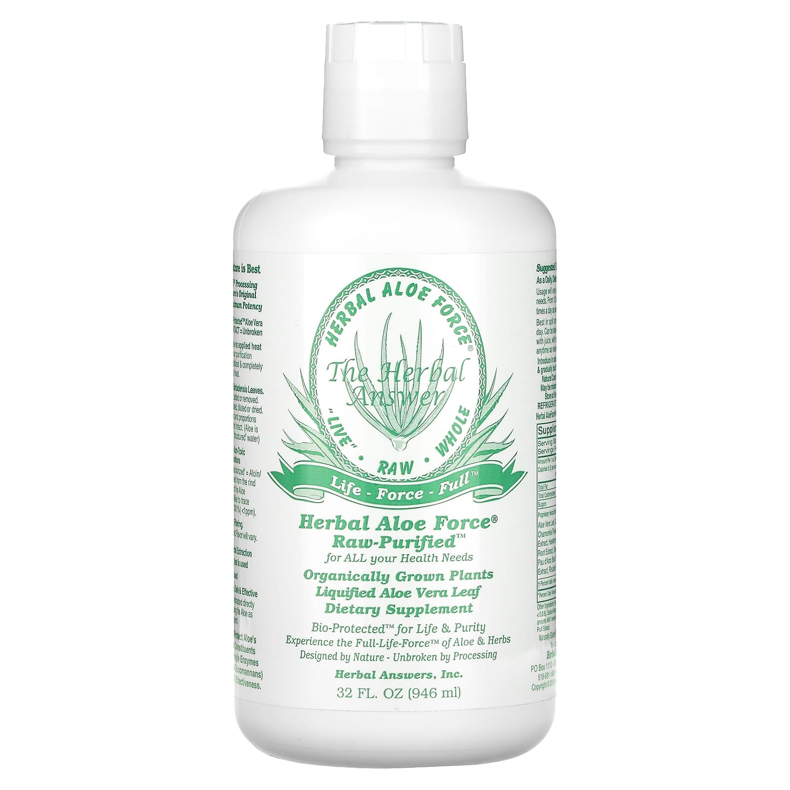 

Herbal Aloe Force, Unrefined, 946Ml (32 Fl Oz)