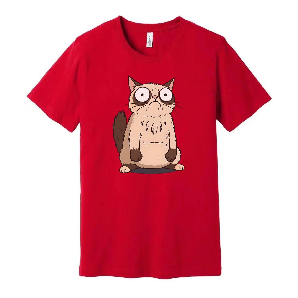 

Surprised Cartoon Cat Unisex T Shirt Graphic Tee Design S