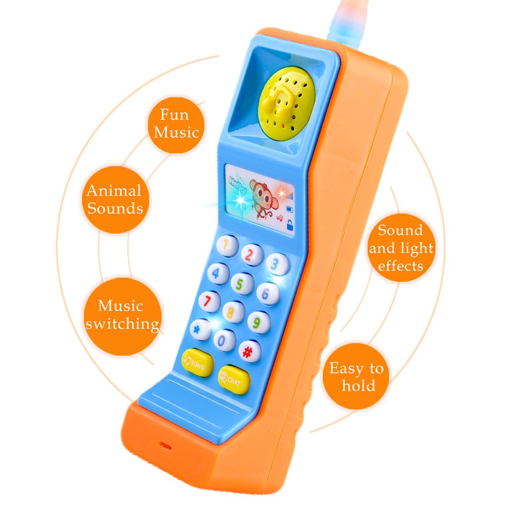 Mobile Phone Toys, Smart Phone Music Light Sound Pretend Play Baby Learning Smartphone Toy Gifts for Kids Not Include Battery