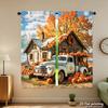Piece Set High Definition Digital Printed Curtainsautumncolorcountrystylehousepumpkinoldtruckhome Decoration Style Curtain Polyester
