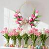 Kunstige Tulp Krans Kamer Decoratie Valentijnsdag Gouden Ring Bloemen Kransen voor Lente Pasen Huis Muur Voordeur