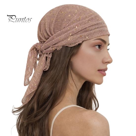 Sequin Headscarf Headscarf, Multi-Purpose Turban Headband Square Scarf, Adjustable Versatile Hair Scarf Strap Bohemian Style Head Wrap for Travel