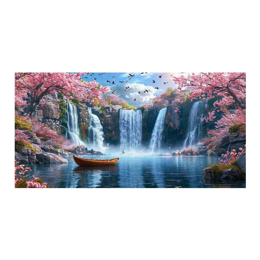 Diamant Mosaik Regenbogen Wasserfall Landschaft Großformat DIY Diamantmalerei Vollbohrer Landschaft Schmuck Kreuzstich Bild Wanddekor