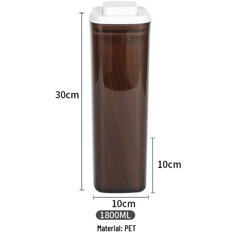 Square Clear Push-Type Storage Jar - Sealable Plastic Container for Kitchen Grains, Candy, and Fruit Powder