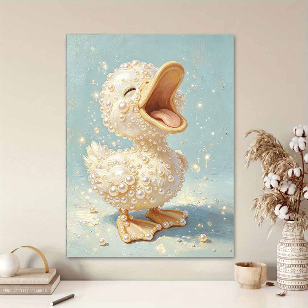 Adorable Duck Pearl Painting Kit DIY 3D Sparkling Bead Canvas Art Relaxing Handmade Craft Gift for Women for Home Wall Decor Decoration