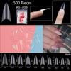 500PCS Natural Transparent Ballerina Almond  Round End Full/Half Ballet Coffin French False Nail Tips Fake Toenail Tip Manicure