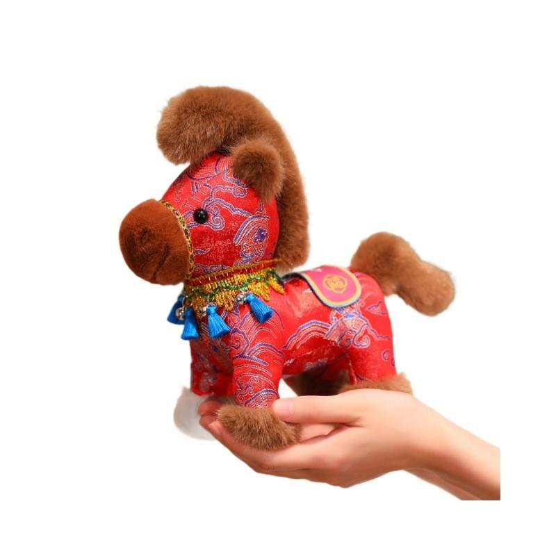 Traditional Chinese Style Plush Toy Horse With 7d Cotton Filling For New Year Gift Decor