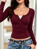 2026 Autumn Women's Slim Long-Sleeved T-Shirt - Early Autumn Regular Shoulder Top