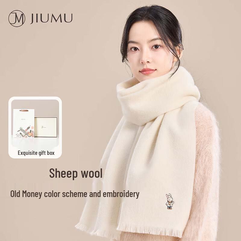 JIUMU Women s Pure Wool Double-Sided Scarf & Shawl One Size