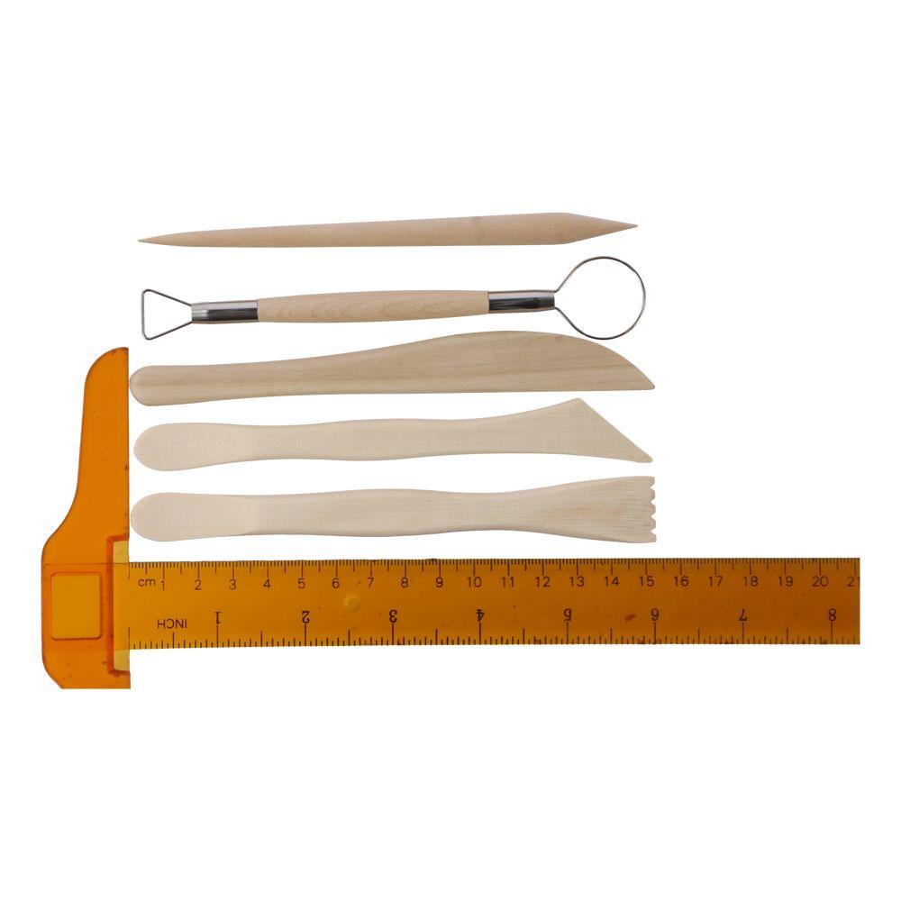 5-piece Set Art Supplies Engraving Kit Sculpture Tools Clay Sculpture  Wooden Handle Trimming
