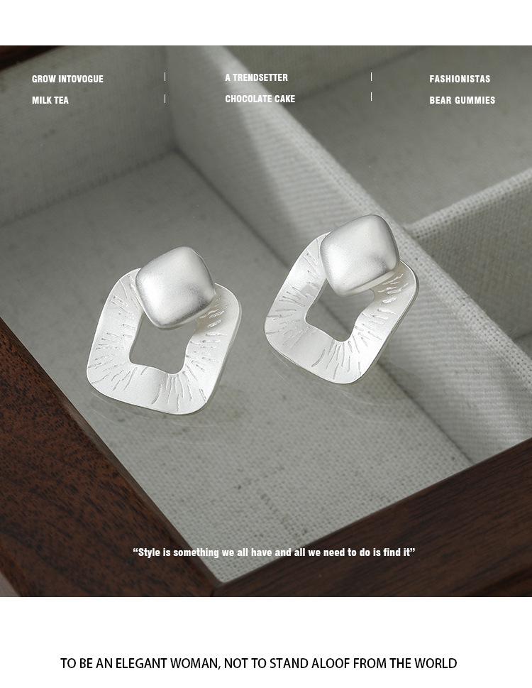 Trendy Geometric Square Stud Earrings for Women - Hip Hop Celebrity Style, High-End Design