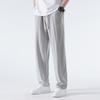 Herren Hosen mit Kordelzug Taille Weiter Bein Gerade Lässige Hose Leichte Hose