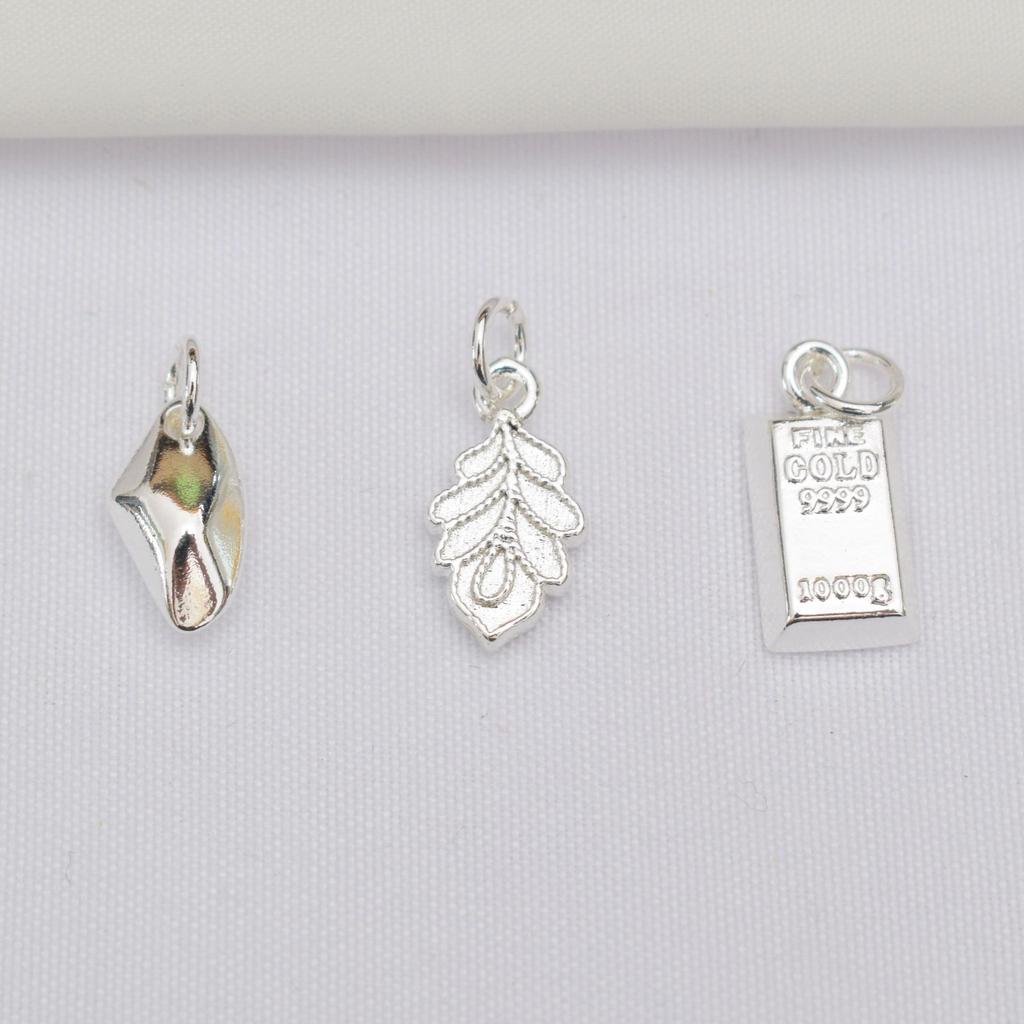 10pcs Color Retention 14K Gold Pendant Leaf Pendant, Get Rich Small Gold Brick, Small Broken Silver Pendant Diy Handmade Beaded Accessories