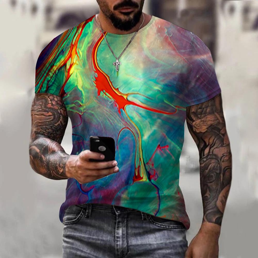 2023 Color Graffiti Print 3DT-shirt Men and Women, Animal 3d Digital Print Summer Short-sleeved T-shirt