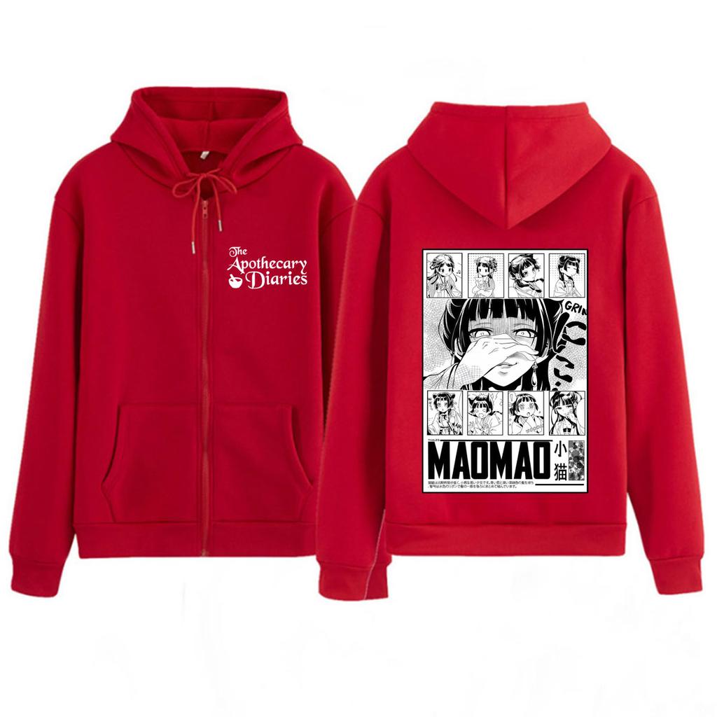 Anime The Apothecary Diaries Print Zipper Hoodie Men Women Fashion Vintage Sweatshirt Long Sleeves Casual Hip-hop Zip Up Jacket
