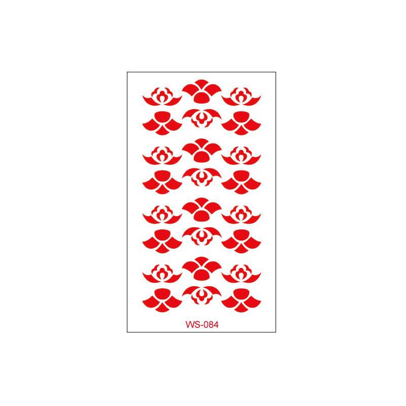 Waterproof Floral Forehead Tattoo Sticker for Women & Children - Ancient Costume Fairy Hanfu & Bride Red Stickers