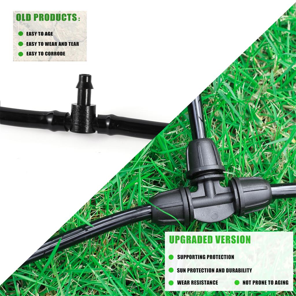 1/4" Rohr Verriegelbare Verbinder Wasserverteiler T-Stück Kupplung 4/7mm Schlauchkupplungen Gartenbewässerung Tropfbewässerung Fittings 5/10/20 Stück