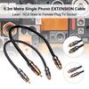 0.3m/1Ft RCA Phono Extension Cable 1 RCA Female To 1 RCA Male Audio Video Cable Cord Wire Line For DVD Players