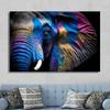 Ritratto Moderno Faccia di Elefante con Pittura su Tela con Pittura Colorata Poster di Elefanti Arte da Parete per Decorazione Soggiorno