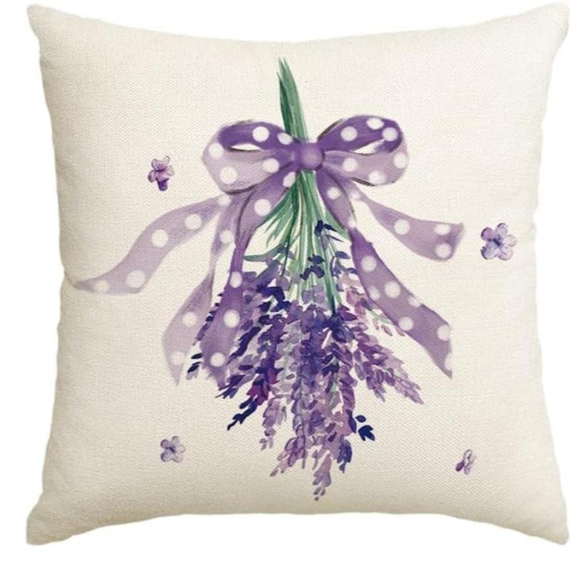 Lavender Home Sweet Home Pillow Covers – Spring Summer Purple Cushion – For Sofa Couch Bed Living Room Bedroom Home Decor