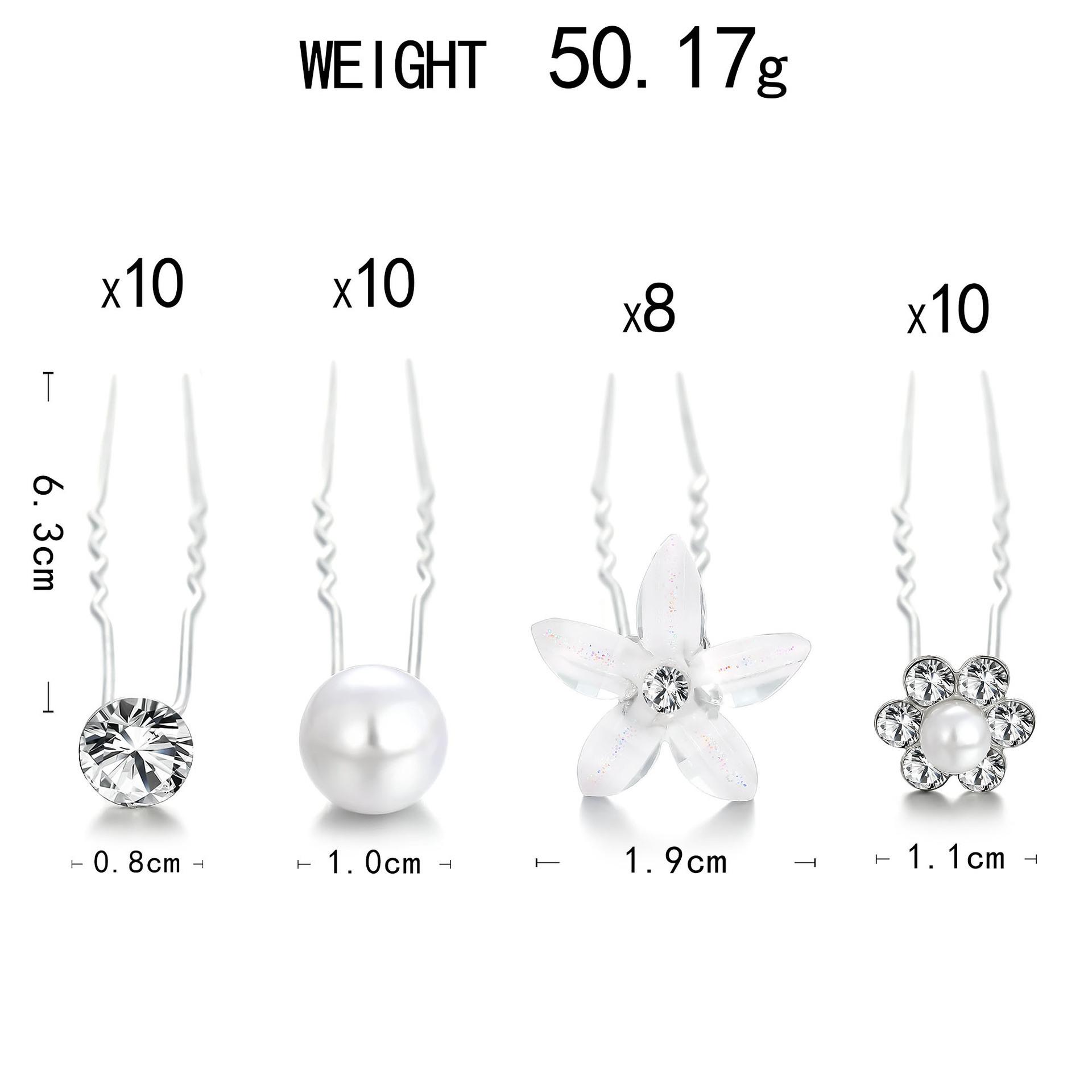 

Hair Accessories, Fashion Light Luxury Flower Pearl Rhinestone Hairpin 38 Set Headgear