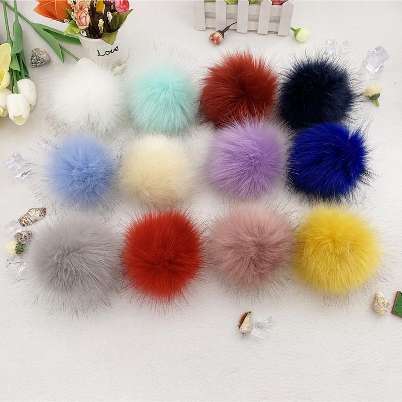 12 cm Plüsch-Haarball mit Druckknopf Weiche Kunstfuchs-Pompons DIY Baby-Beanie-Mützen Schuhe Handwerk Dekorative Accessoires