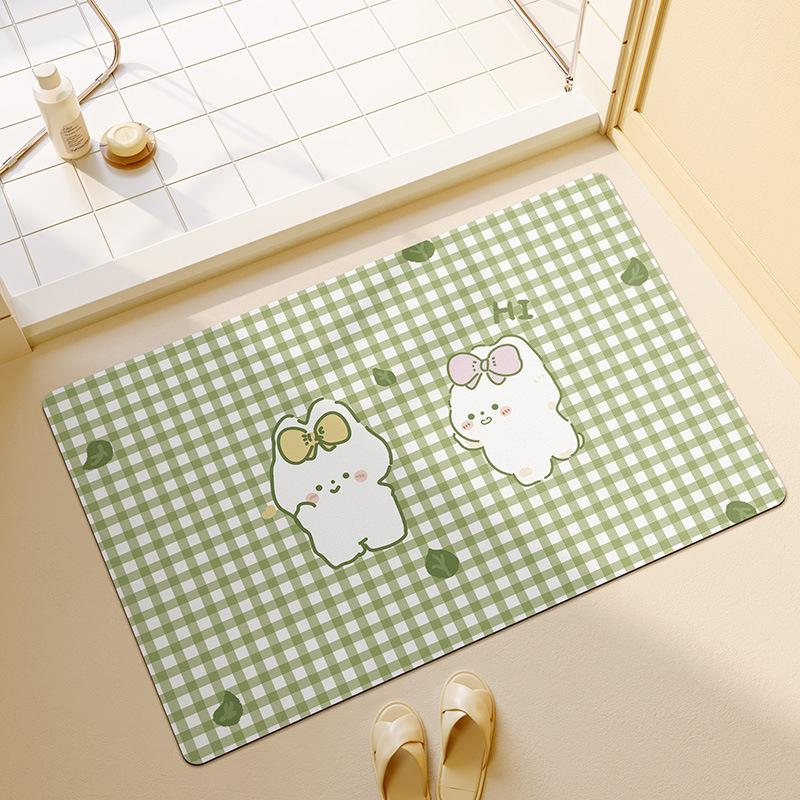 Cute Cartoon Bathroom Bathroom Door  Elderly Pregnant Woman Anti-slip Floor Mat Diatom Mud Water-absorbing Foot Mat