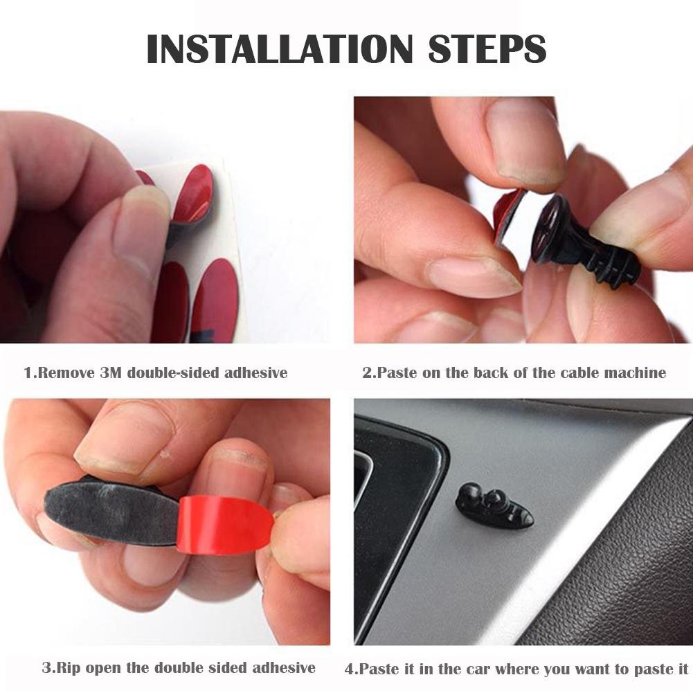 8pcs Car Wire Clip Multifunction Cord Management Earphone USB Cable Clamp Holder 3 Clamps Dealing with Different Thickness Wires