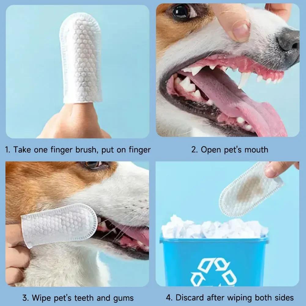Universal Dogs Cats Disposable Finger Covers Fresh Breath Essential 50Pcs Pet Cleaning Finger Covers Tartar Removal Ear Cleaning