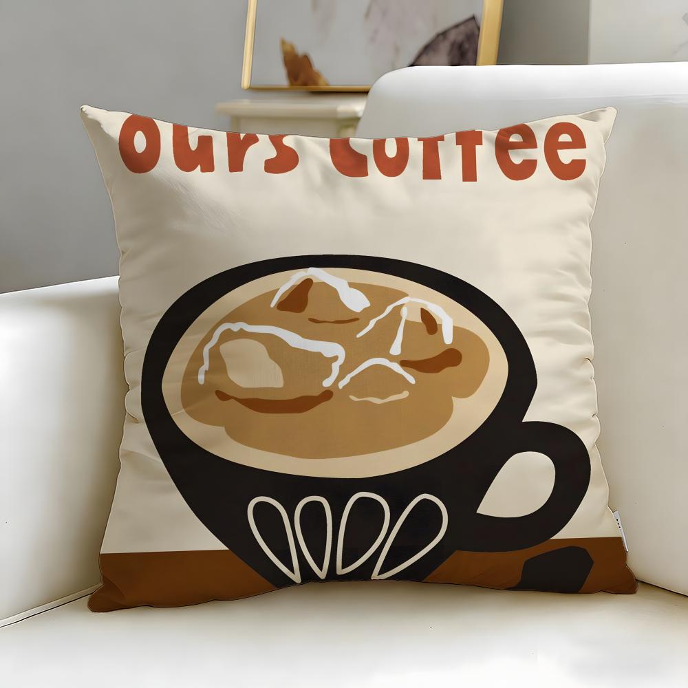 classic art theme Coffee Illustration Cushion Cover Soft EasyWash Pillow Case Versatile for Couch Bed Travel and Office