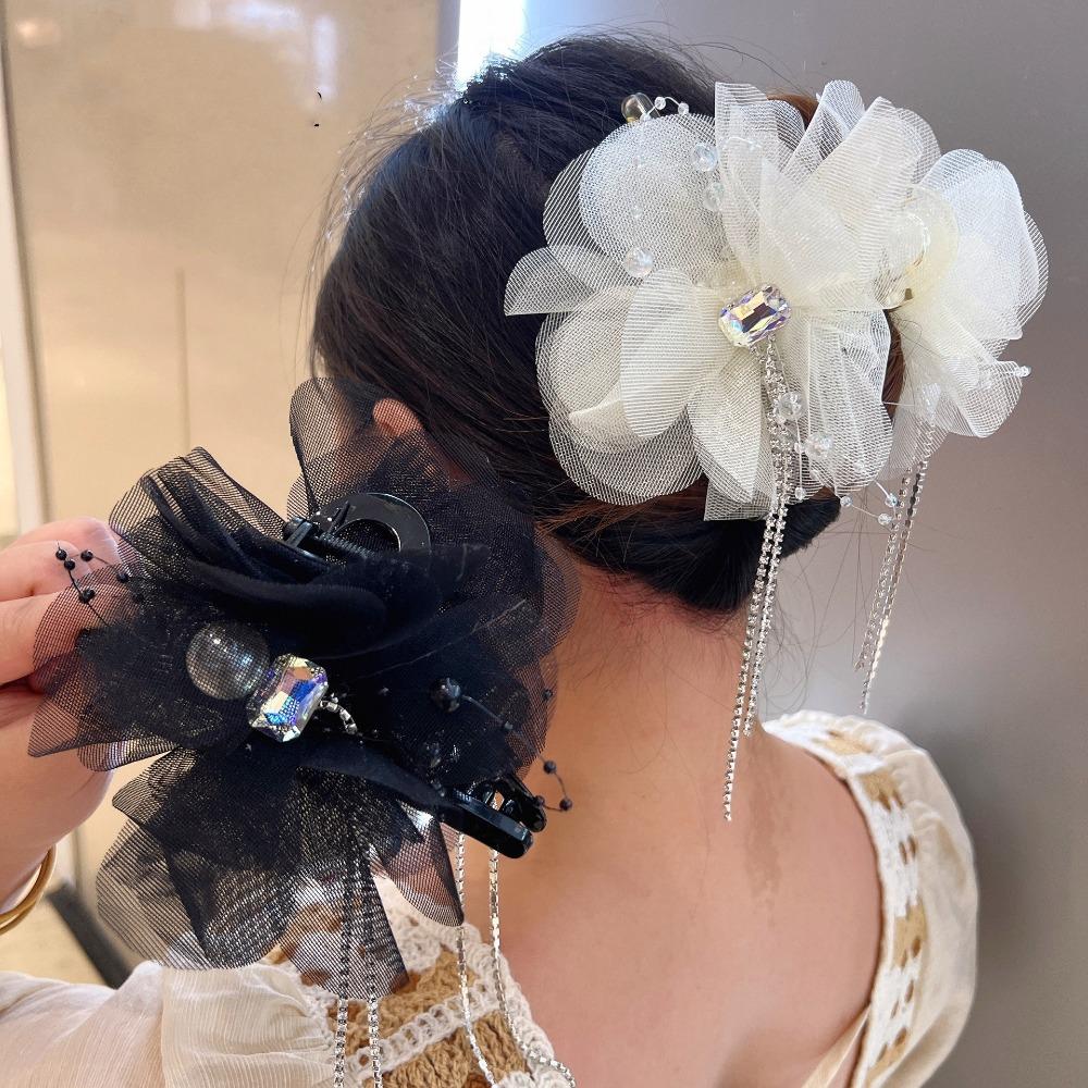 Tassel Grasping Clip Flower Pearls Crab Hair Clips Shark Clip  for Women Girls Hair Accessories