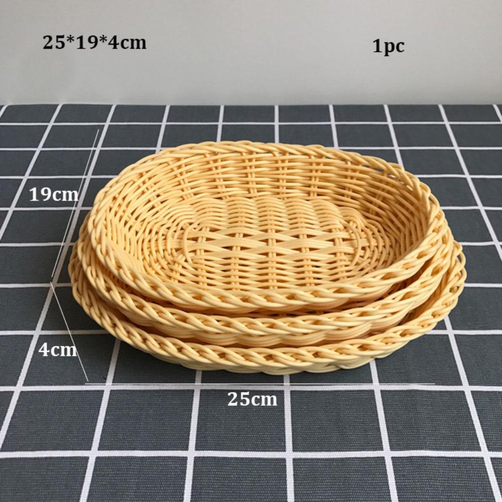 Mehrere Stile Imitation Rattan Obstteller Retro Gewebt Mehrzweck Aufbewahrung Rattan Gewebt Tee Tablett Kreatives Haus Süßigkeitenverpackung