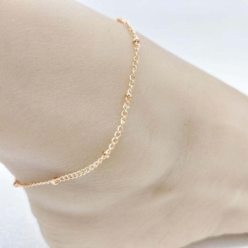 Hot Sale, Women's Fashion Simple Tiny Copper Bead Chain Anklet, Summer Bead Anklet