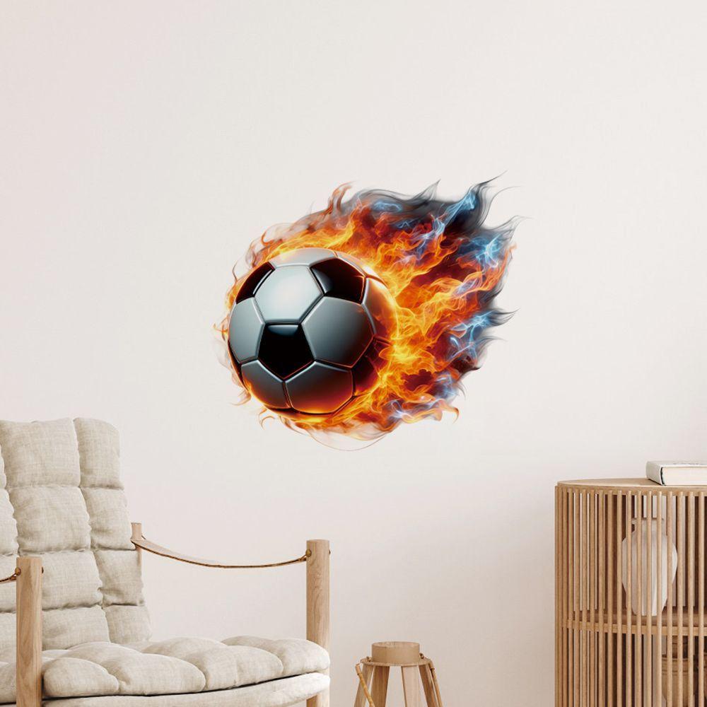 Simulated 3D Broken Wall Football Wall Sticker, Football 26 Theme Room Decorative Sticker, Children's Room Background Painting